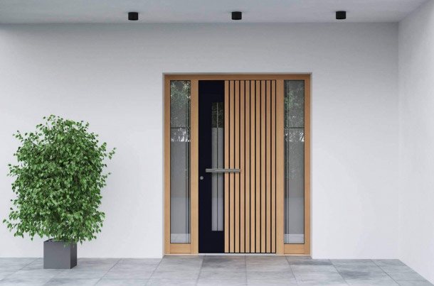 Exlusive Alu-Haustür von Inotherm in Holzoptik